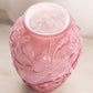 Large Pink Cased Glass Vase with Floral Designs
