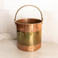 Vintage Large Gold Tone Brass and Copper Handled Bucket