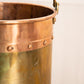 Vintage Large Gold Tone Brass and Copper Handled Bucket