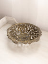 Vintage Large Gold Tone Metal Bowl with Floral Designs (Made in Italy)
