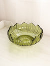 Vintage Large Green Glass Lotus Flower Bowl