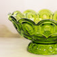 Vintage Large Green Glass Moon & Star Footed Bowl