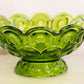 Vintage Large Green Glass Moon & Star Footed Bowl