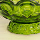 Vintage Large Green Glass Moon & Star Footed Bowl
