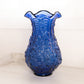 Vintage Large Imperial Glass Dark Blue Ruffle Edge Poppy Glass Vase