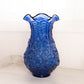 Vintage Large Imperial Glass Dark Blue Ruffle Edge Poppy Glass Vase