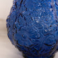 Vintage Large Imperial Glass Dark Blue Ruffle Edge Poppy Glass Vase