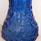 Vintage Large Imperial Glass Dark Blue Ruffle Edge Poppy Glass Vase