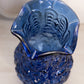 Vintage Large Imperial Glass Dark Blue Ruffle Edge Poppy Glass Vase
