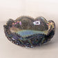 Vintage Large Imperial Glass Grey Carnival Glass Scallop Bowl