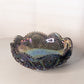 Vintage Large Imperial Glass Grey Carnival Glass Scallop Bowl