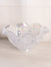 Vintage Large LE Smith Clear Iridescent Glass Ruffled Quintec Bowl