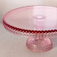 Vintage Large LE Smith Glass Pink Hobnail Cake Stand
