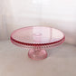 Vintage Large LE Smith Glass Pink Hobnail Cake Stand