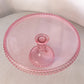 Vintage Large LE Smith Glass Pink Hobnail Cake Stand