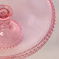 Vintage Large LE Smith Glass Pink Hobnail Cake Stand