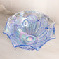 Vintage Large Light Blue Iridescent Glass Ruffled Quintec Bowl