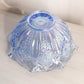 Vintage Large Light Blue Iridescent Glass Ruffled Quintec Bowl