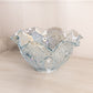 Vintage Large Light Blue Iridescent Glass Ruffled Quintec Bowl