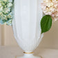 Vintage Large Milk Glass Ribbed Petal Vase with Gold Details