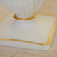 Vintage Large Milk Glass Ribbed Petal Vase with Gold Details