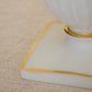 Vintage Large Milk Glass Ribbed Petal Vase with Gold Details