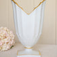 Vintage Large Milk Glass Ribbed Petal Vase with Gold Details