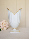 Vintage Large Milk Glass Ribbed Petal Vase with Gold Details