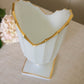 Vintage Large Milk Glass Ribbed Petal Vase with Gold Details