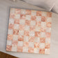 Vintage Large Muted Red and Cream Stone Chess Checker Board