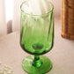 Vintage Medium Optic Green Glass Footed Goblet or Vase