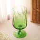 Vintage Medium Optic Green Glass Footed Goblet or Vase
