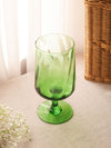 Vintage Medium Optic Green Glass Footed Goblet or Vase