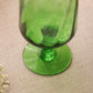 Vintage Medium Optic Green Glass Footed Goblet or Vase