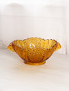 Vintage Large Oval Amber Glass Daisy and Button Console Bowl