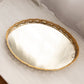 Vintage Large Oval Mirror Tray with Gold Tone Metal Floral Edge