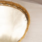 Vintage Large Oval Mirror Tray with Gold Tone Metal Floral Edge