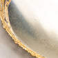 Vintage Large Oval Mirror Tray with Gold Tone Metal Floral Edge