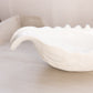 Vintage Large Oval White Milk Glass Leaf Bowl