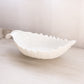Vintage Large Oval White Milk Glass Leaf Bowl