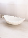 Vintage Large Oval White Milk Glass Leaf Bowl
