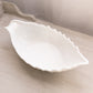 Vintage Large Oval White Milk Glass Leaf Bowl