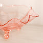 Vintage Large Pink Glass 3-Toed Deer and Holly Berry Bowl