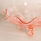 Vintage Large Pink Glass 3-Toed Deer and Holly Berry Bowl