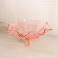 Vintage Large Pink Glass 3-Toed Deer and Holly Berry Bowl