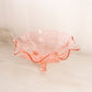 Vintage Large Pink Glass 3-Toed Deer and Holly Berry Bowl