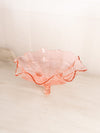 Vintage Large Pink Glass 3-Toed Deer and Holly Berry Bowl