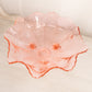 Vintage Large Pink Glass 3-Toed Deer and Holly Berry Bowl