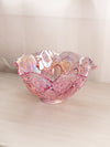 Vintage Large Pink Iridescent Glass Ruffled Quintec Bowl