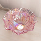 Vintage Large Pink Iridescent Glass Ruffled Quintec Bowl